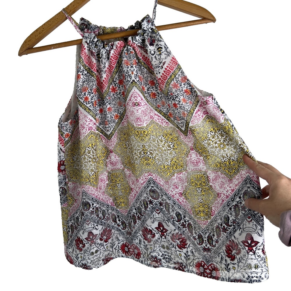 Loft‎ Tank Top Womens Sz XS Halter Patchwork Summer Lightweight Office Keyhole